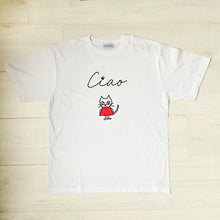 画像をギャラリービューアに読み込む, Tシャツ “ Ciao “ 猫プリント　(ホワイト)｜Atelier Kie（アトリエキエ）
