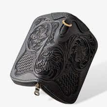 画像をギャラリービューアに読み込む, ラウンドファスナーミドルウォレット Type-3R 黒浸 / 三花バスケットウィーブ｜Samurai Craft（サムライクラフト）
