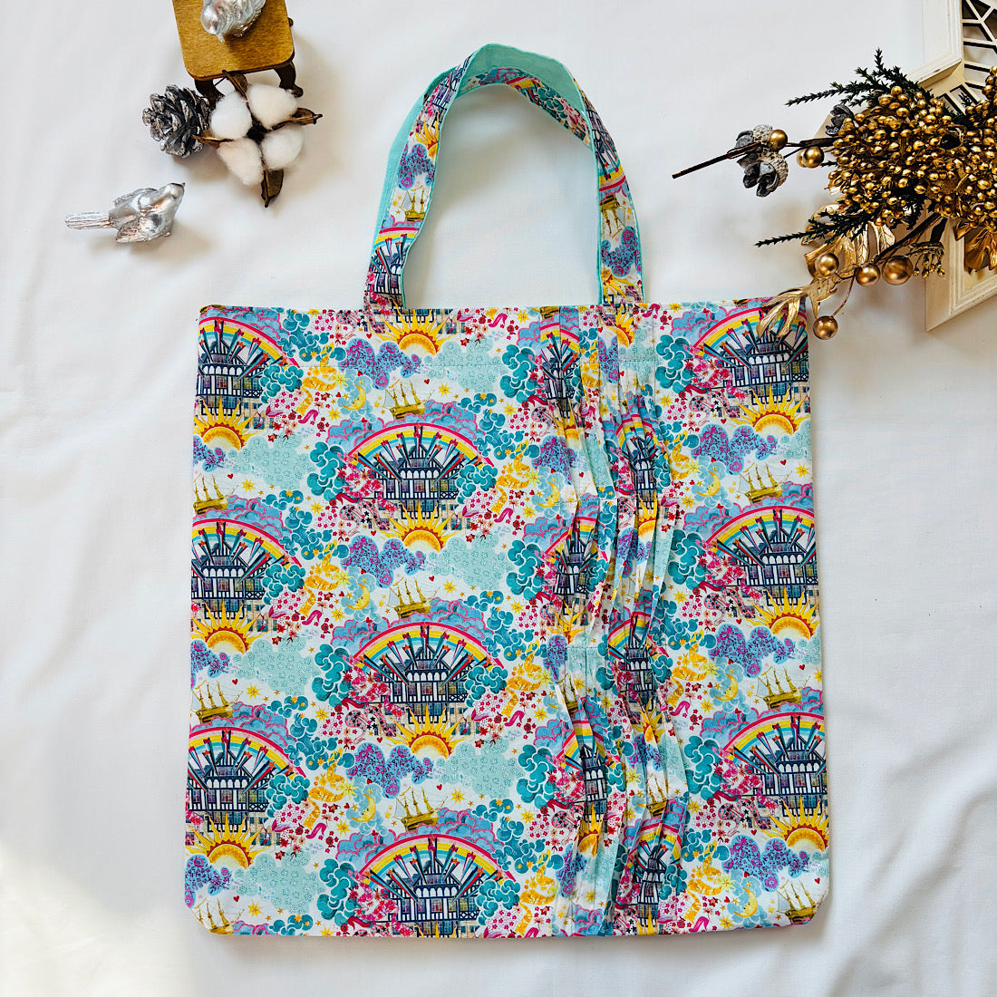 ウェーブタックトートバッグ（緑）｜Nikomatch（ニコマッチ）