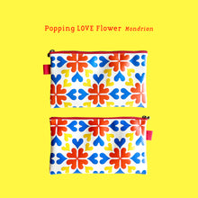 画像をギャラリービューアに読み込む, フラットポーチ Flat Pouch "Popping LOVE flower” _ Mondrian｜asugatic（アシュガティック）
