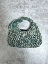 画像をギャラリービューアに読み込む, triangle denim fringe ribbon bag large / green｜GONGON.crochet（ゴンゴンクロシェ）
