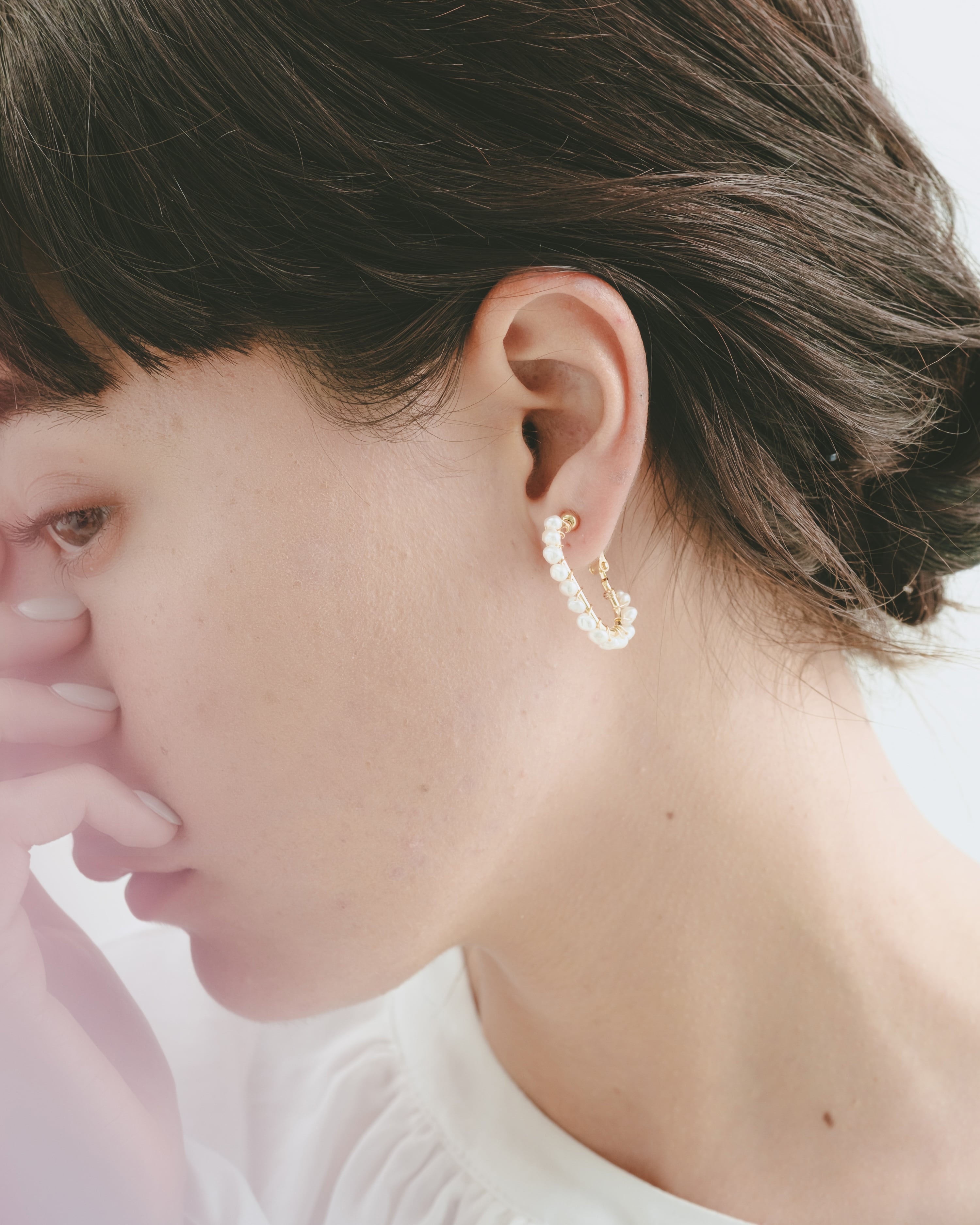 gold oval pearl hoop｜felice（フェリーチェ）