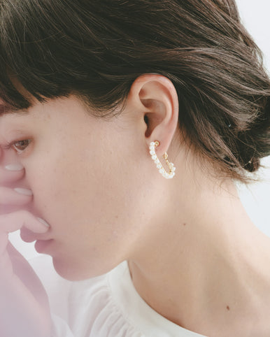 felice gold oval pearl hoop｜felice（フェリーチェ）