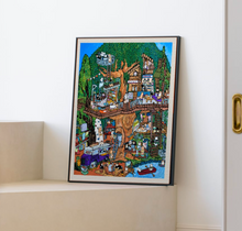 画像をギャラリービューアに読み込む, 柴犬と猫たちの秘密基地がポスターに｜yoshie moriuchi ARTWORKS（ヨシエモリウチアートワークス）
