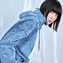 画像をギャラリービューアに読み込む, デニムルック プルオーバー スウェットフーディー｜Nora Lily（ノラリリー）
