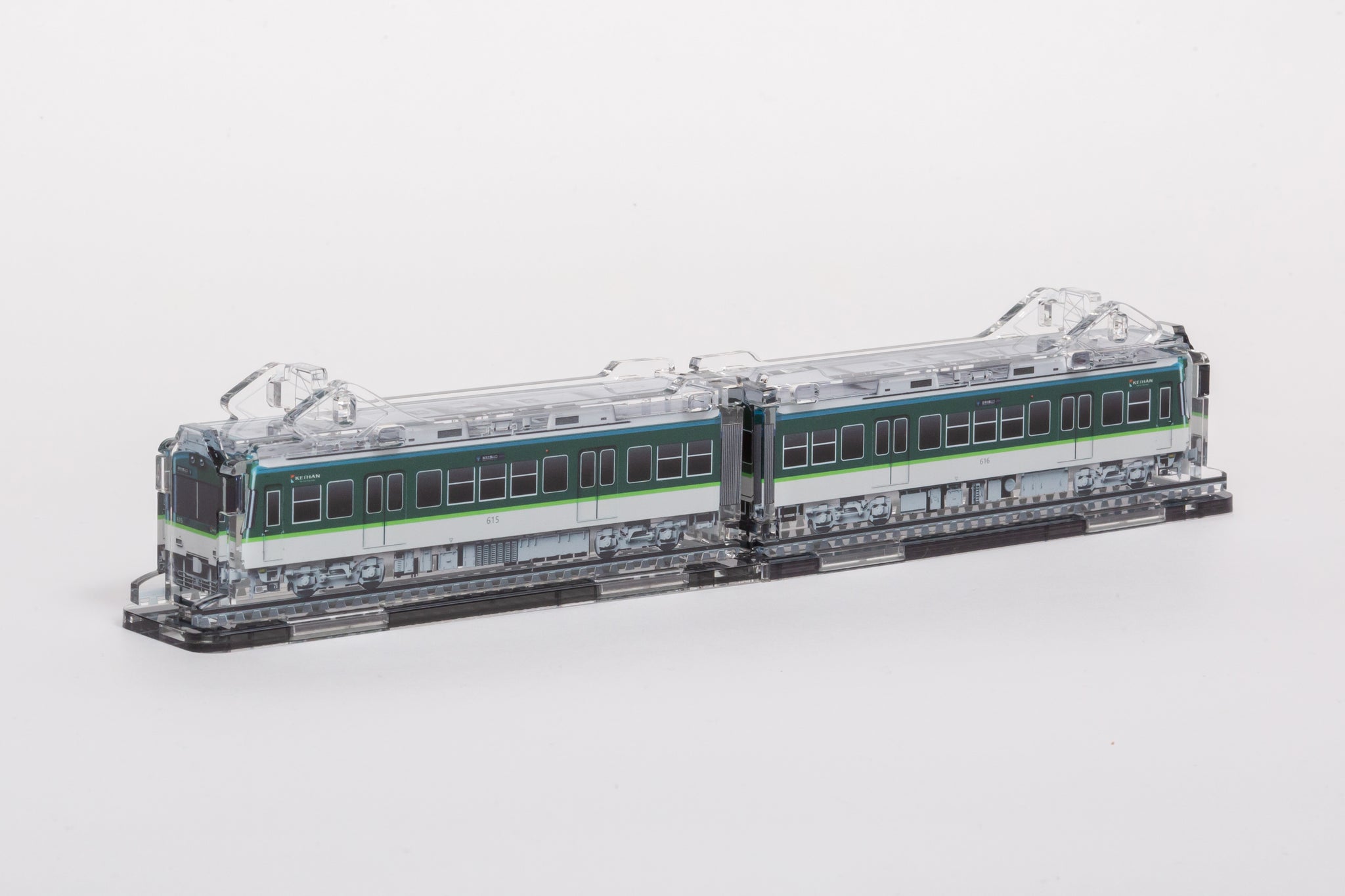 ⑪【3Dアクデン】京阪電車600形615・616号車＋水彩画台座セット