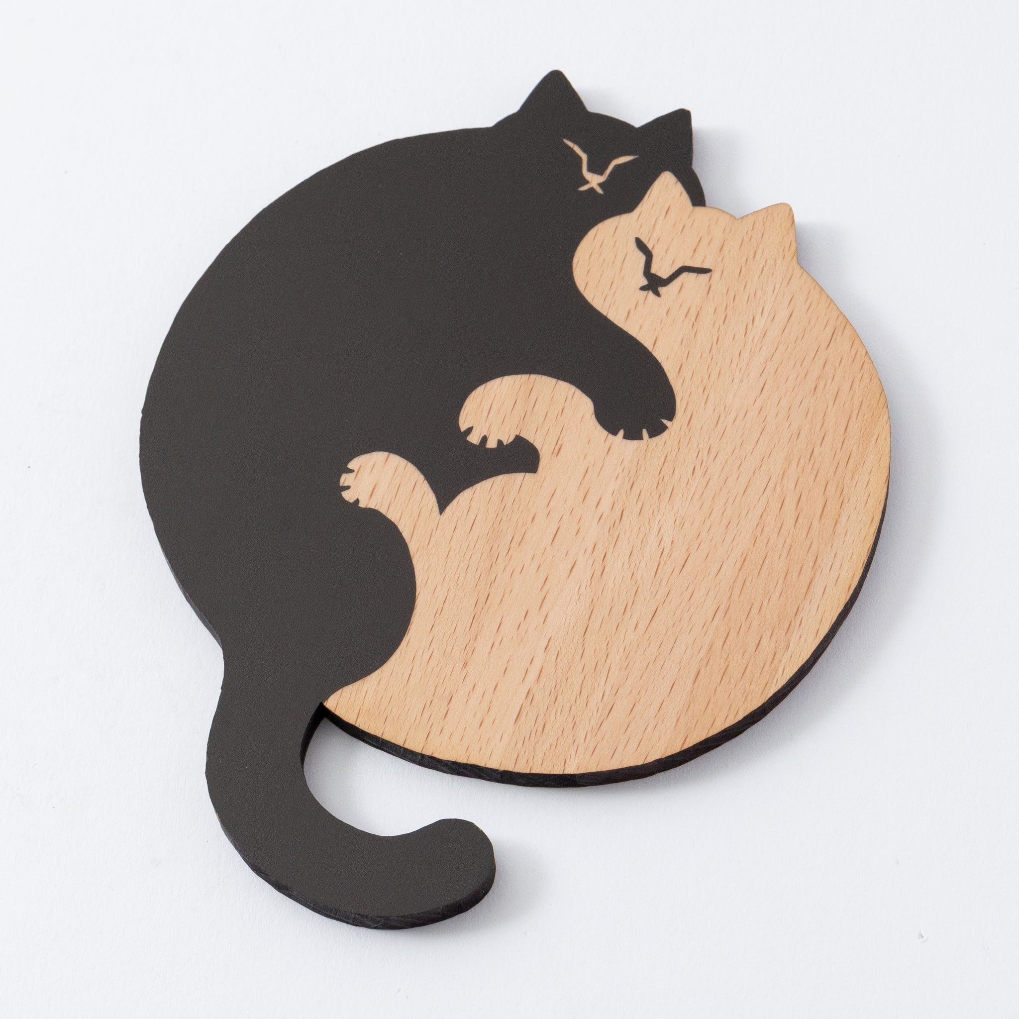 木製コースター・猫雑貨【ねこまみれ 添い寝】猫の日｜Ten＆O Art+