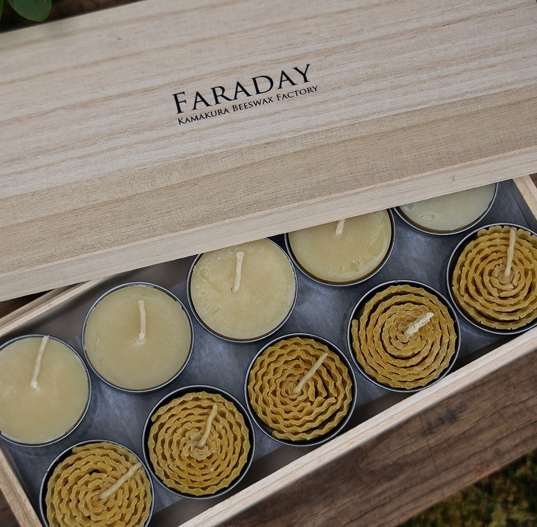 蜜蝋ティーライトキャンドル20個　桐箱入り｜FARADAY　KAMAKURA（ファラディ　カマクラ）