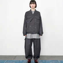 画像をギャラリービューアに読み込む, ピンストライプ デニムライク ダブルジャケット｜Nora Lily（ノラリリー）
