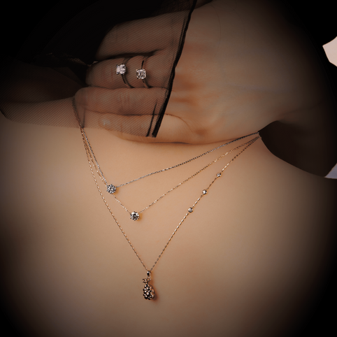 moonsunseek333 333 アシメネックレスチェーン　45cm K18イエローゴールド｜moonsunseek333（ムーンサンシーク）