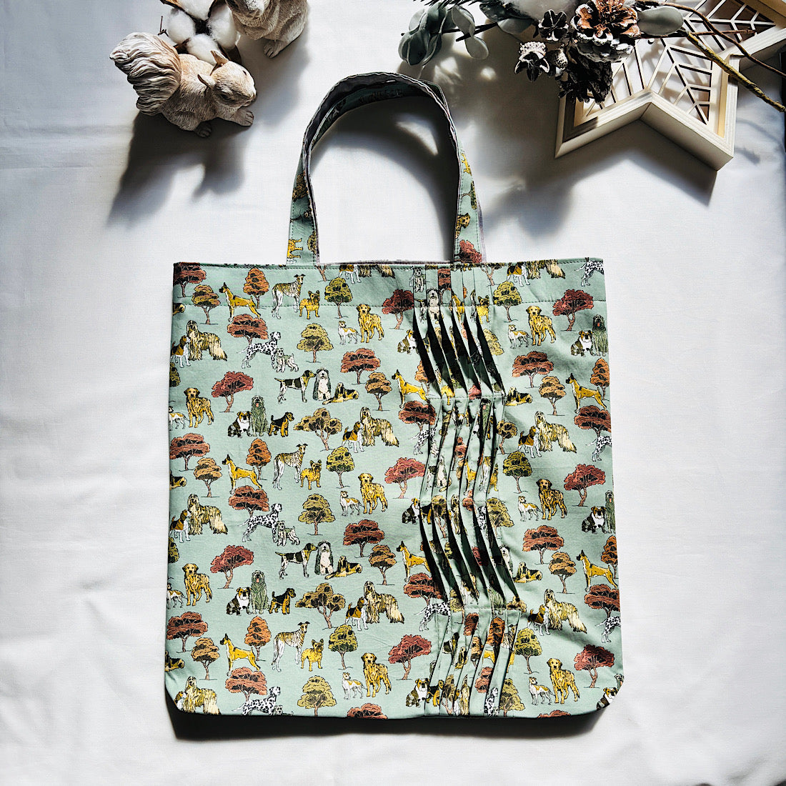 ウェーブタックトートバッグ（ブラウン・犬）｜Nikomatch（ニコマッチ）