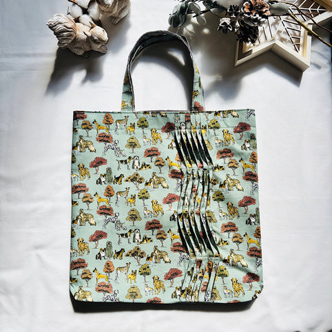 Nikomatch ウェーブタックトートバッグ（ブラウン・犬）｜Nikomatch（ニコマッチ）