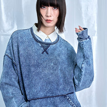 画像をギャラリービューアに読み込む, デニムルック プルオーバー スウェットシャツ｜Nora Lily（ノラリリー）
