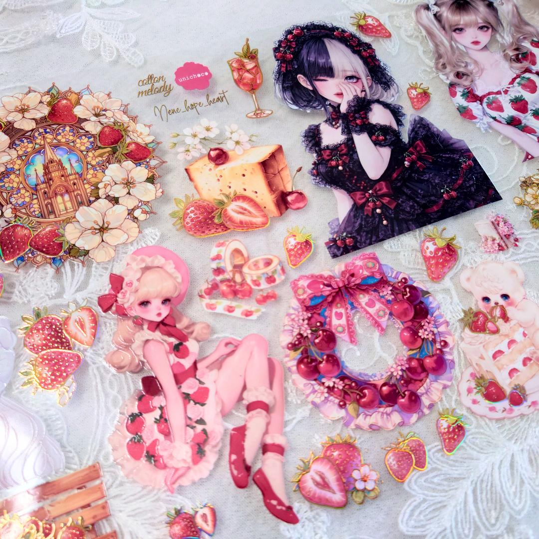 Strawberry Jewelクリスタルインク立体箔押しPETテープ20cm幅