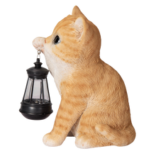 画像をギャラリービューアに読み込む, ソーラーランプを右手で持ち上げる茶トラ猫｜WooBia（ウービア）
