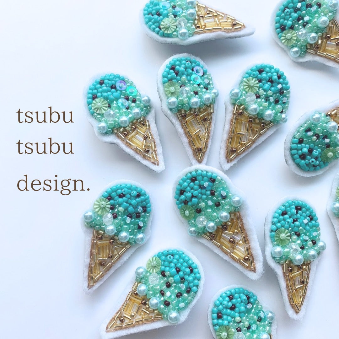 ブローチ【チョコミントアイス】　｜tsubutsubu design.（ツブツブデザイン）