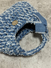 画像をギャラリービューアに読み込む, triangle denim fringe ribbon bag  large /  light blue｜GONGON.crochet（ゴンゴンクロシェ）
