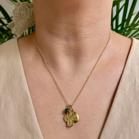 ERIKOART 【ネックレス】外せるロケット、クロス、ハートのヴィンテージチャームと18KGPチェーンのネックレス｜ERIKOART（エリコアート）