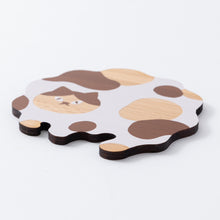 画像をギャラリービューアに読み込む, 猫雑貨・木製プレート＆コースター【ねこまみれ　メルティ白】｜Ten＆O Art+Craft（テンアンドオー　アートクラフト）
