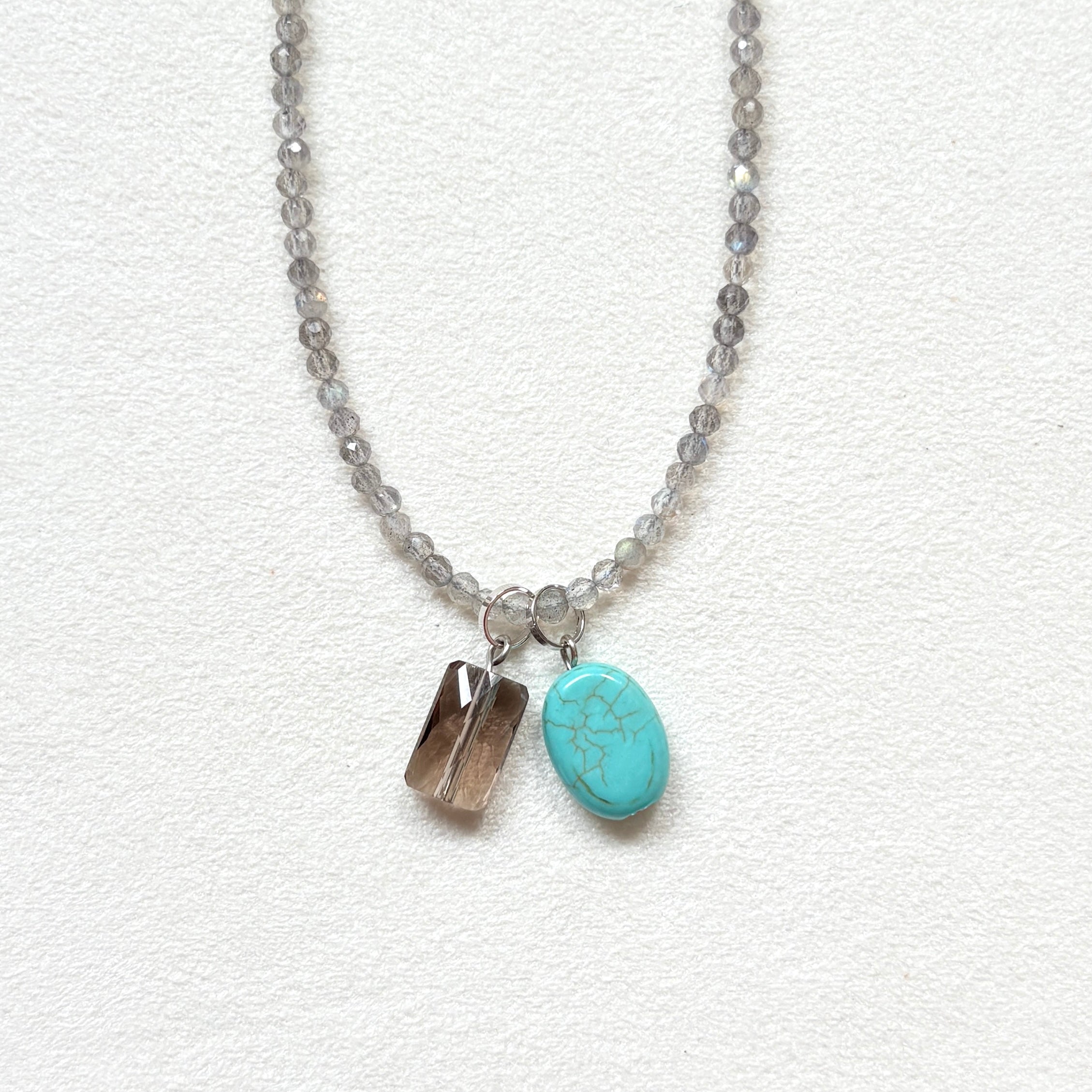 天然石・２トップ付ショートネックレス①｜beads room mimo（ビーズルームミモ）