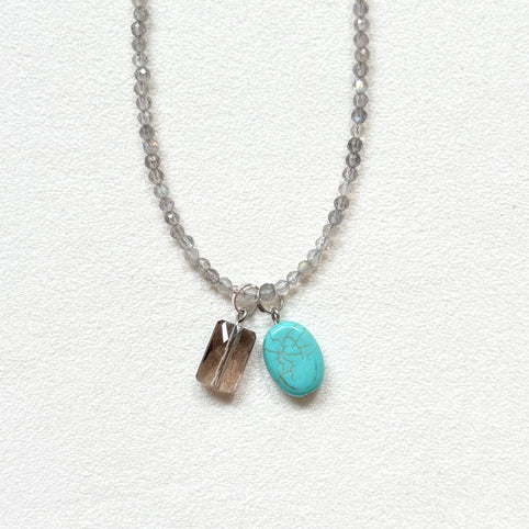 beads room mimo 天然石・２トップ付ショートネックレス①｜beads room mimo（ビーズルームミモ）