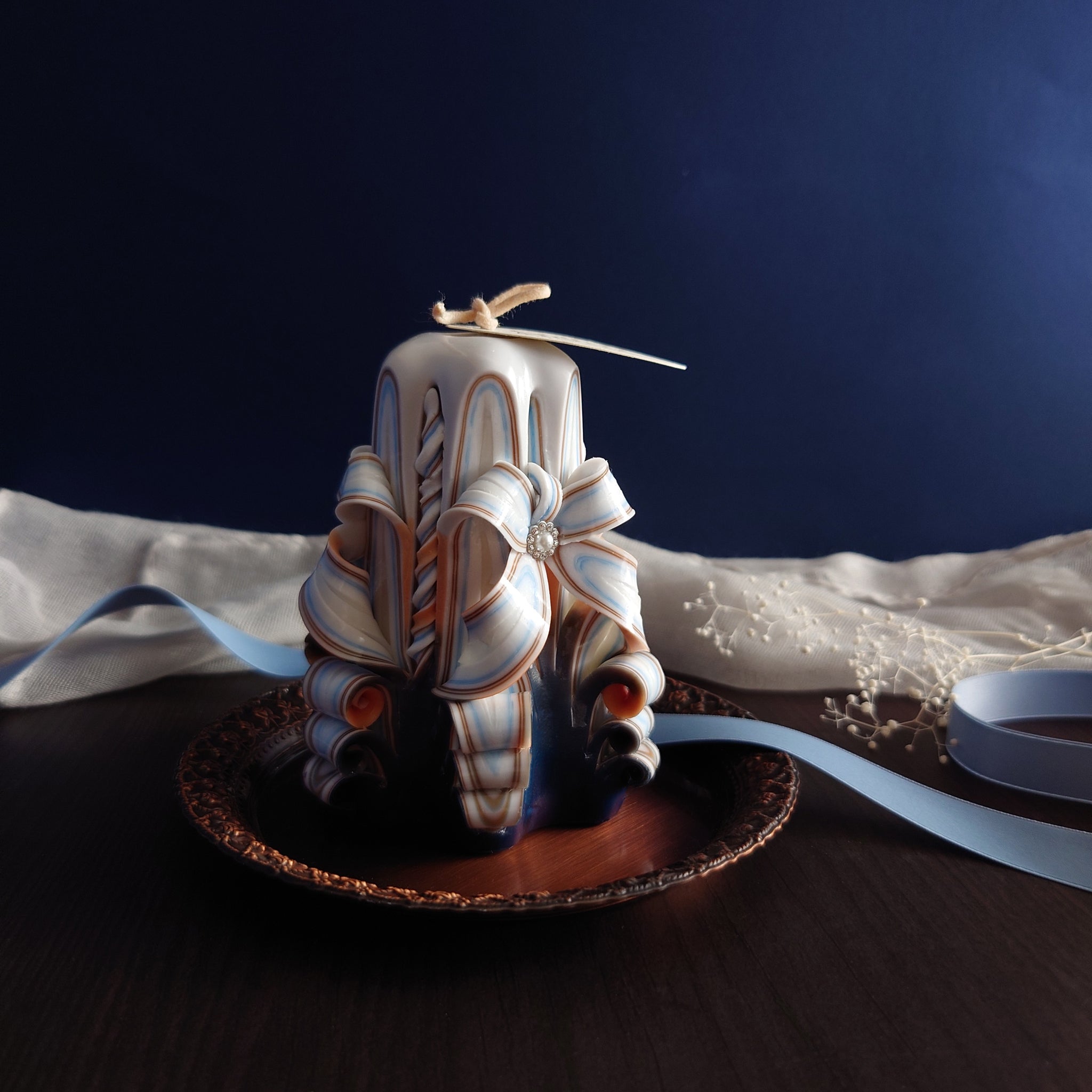 Romanceキャンドル オレンジ×スモーキーブルー｜COCOMONA（ココモナ