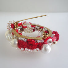 画像をギャラリービューアに読み込む, コロニーリースブローチ//ワインレッド｜hanmmmo（ハンモ）
