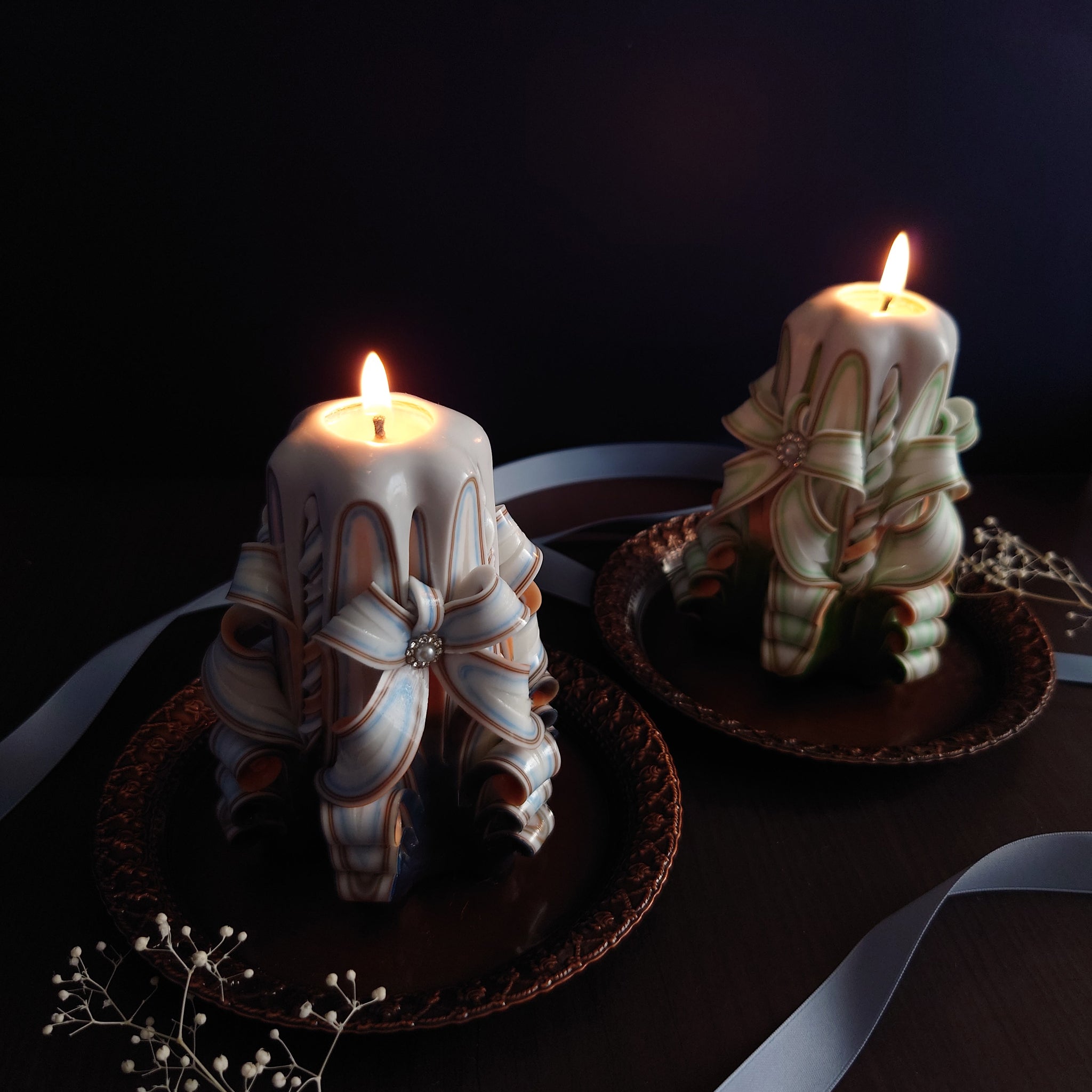 Romanceキャンドル オレンジ×モスグリーン｜COCOMONA（ココモナ