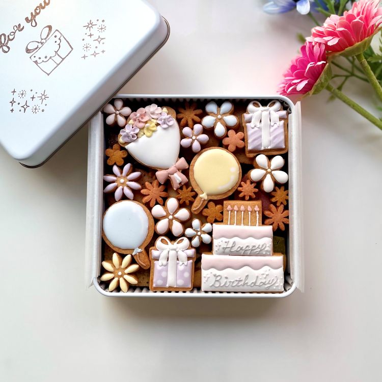 無添加アイシングのバースデークッキー缶｜お菓子工房ブランシュネイジュ（オカシコウボウブランシュネイジュ）