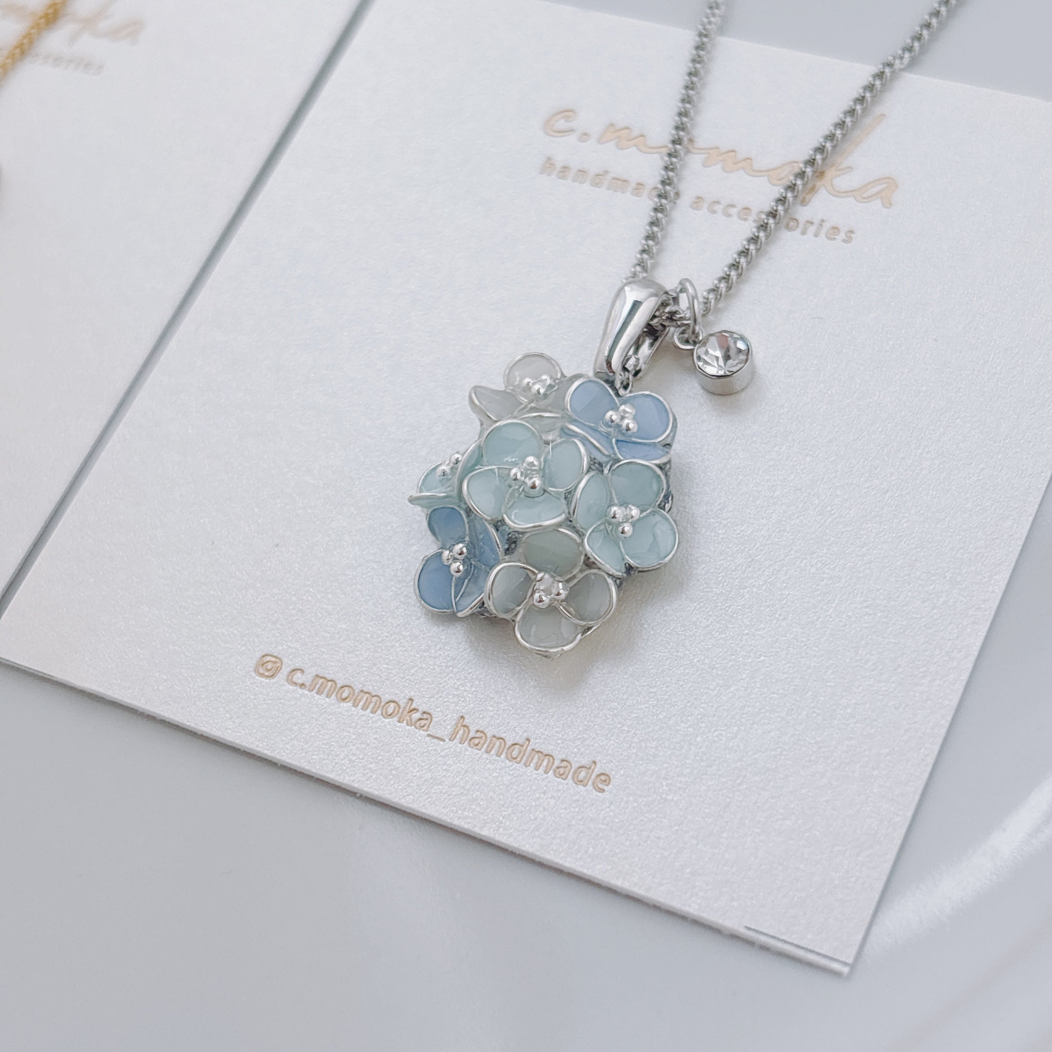 花束ネックレス｜necklace｜ピンク、ブルー｜c.momoka（シーモモカ