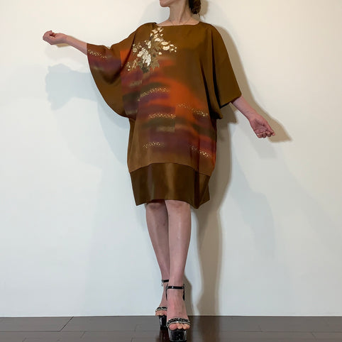 komomo 着物リメイク　ケープ袖ワンピース｜komomo（コモモ）