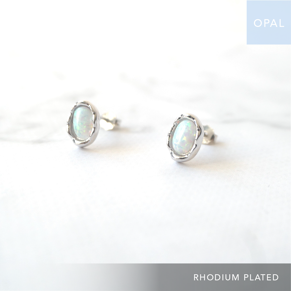 オパール スタッドピアス（シルバー925／ロジウムプレーティング）｜SMUK（スムーク）