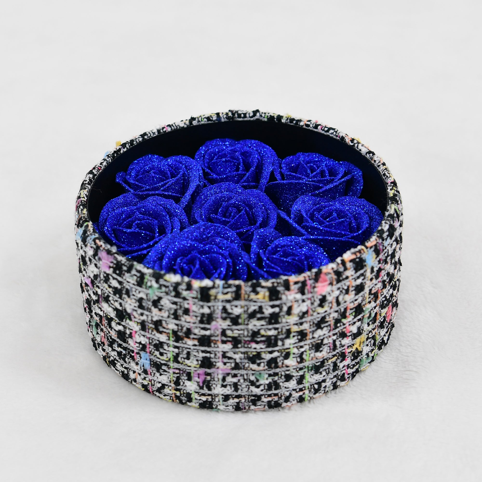 尾州ボックスローズS 華絹〈青バラ8本〉｜日本製グリッターローズ｜IRiller（アイリエ）