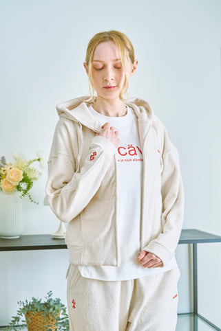 mucava 両面パイルZIPパーカー ホワイト｜mucava（ムカバ）