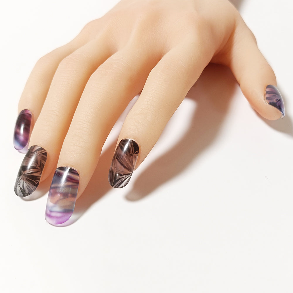 サイズの選べる半硬化ジェルネイルシール【Gel Nail Stickers 003 Texture : Liquid × Aluminum】｜ENCHANT（エンチャント）