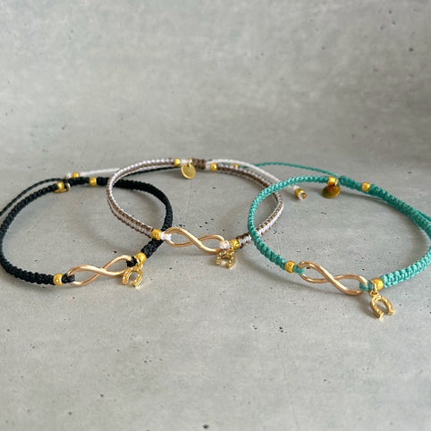 On Cloud Nine オリジナルワックスコードアンクレット インフィニティ×馬蹄 選べる3カラー｜On Cloud Nine（オンクラウドナイン）