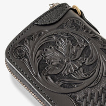 画像をギャラリービューアに読み込む, ラウンドファスナーミドルウォレット Type-3R 黒浸 / 三花バスケットウィーブ｜Samurai Craft（サムライクラフト）
