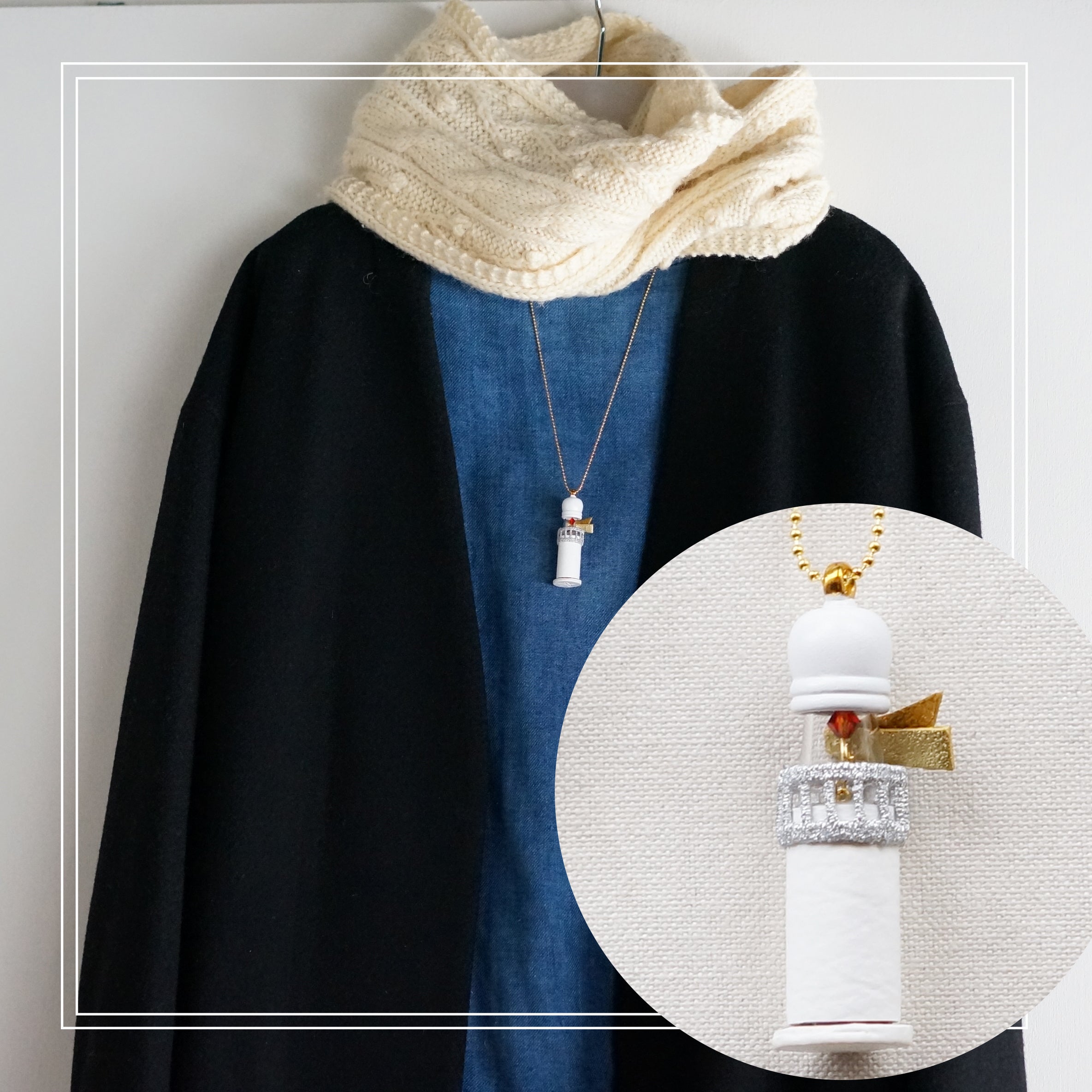 本革お守り灯台ペンダント | オレンジ | 大きめ | 冬マリン | 未来を照らすお守り | 合格祈願 | 受験 | 入学・進学祝い |｜Des Ailes（デゼル）（デゼル）