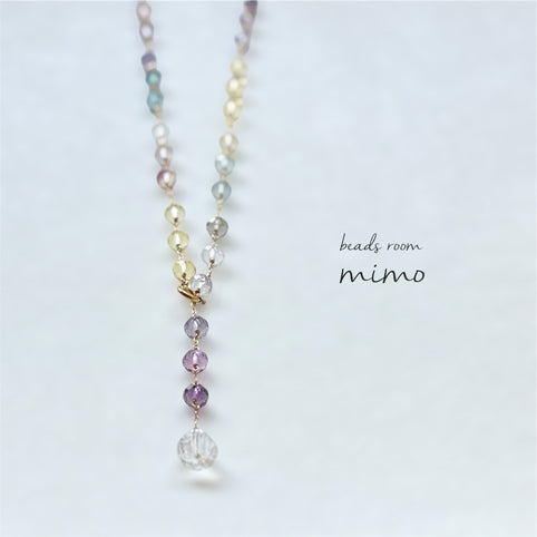 beads room mimo マルチカラーフローライトの天然石Y字ネックレス｜beads room mimo（ビーズルームミモ）