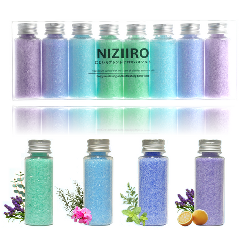 NIZIIRO にじいろブレンドアロマバスソルト (FOREST＆SKY)  入浴剤 8本セット 【そのまま渡せる】エプソムソルト バスソルト プレゼント・プチギフトにおススメ☆｜NIZIIRO（ニジイロ）