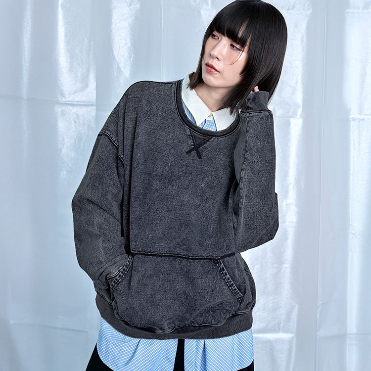 デニムルック プルオーバー スウェットシャツ｜Nora Lily（ノラリリー）