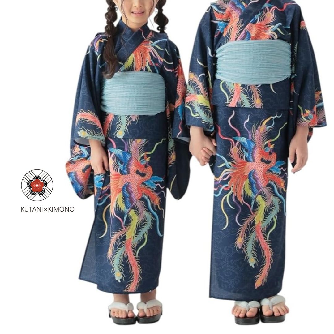 キッズ浴衣・帯セット【鳳凰】山崎大輝デザイン｜KUTANI×KIMONO（クタニキモノ）