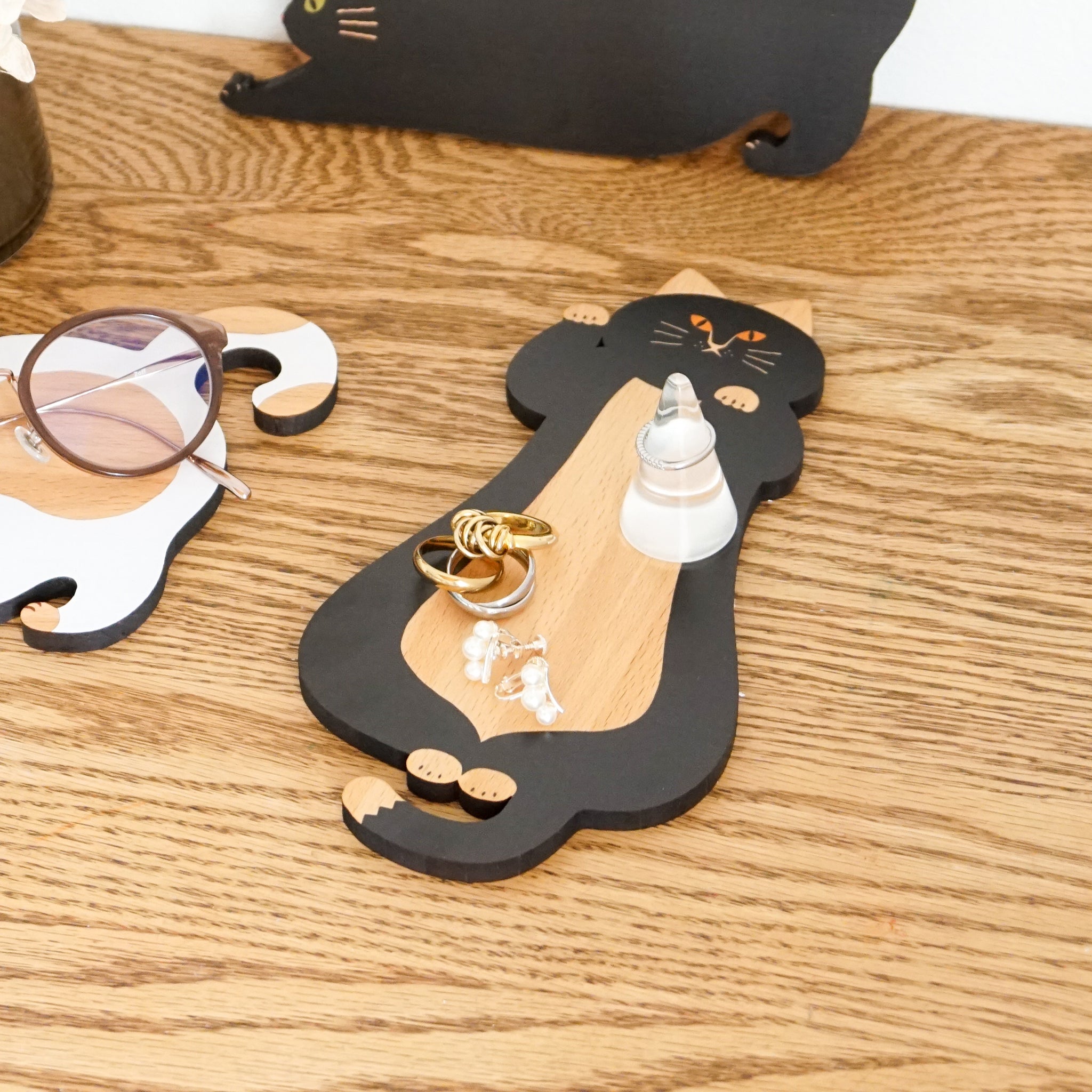 木製ロングコースター・猫雑貨【ねこまみれロング 来福招福】｜Ten＆O