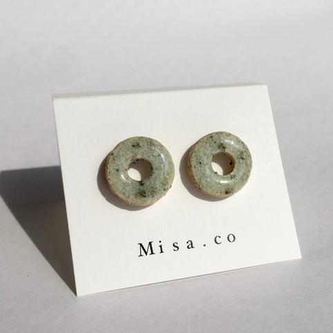 Misa.co 【一点物】原土ブレンド/LOOPクリスタルクリア陶器ピアス｜Misa.co（ミサコ）