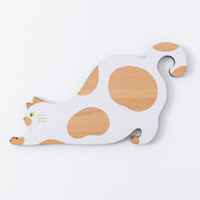画像をギャラリービューアに読み込む, 猫雑貨・木製プレート＆コースター【ねこまみれロング　のびる・白】｜Ten&amp;O
