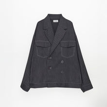 画像をギャラリービューアに読み込む, ピンストライプ デニムライク ダブルジャケット｜Nora Lily（ノラリリー）
