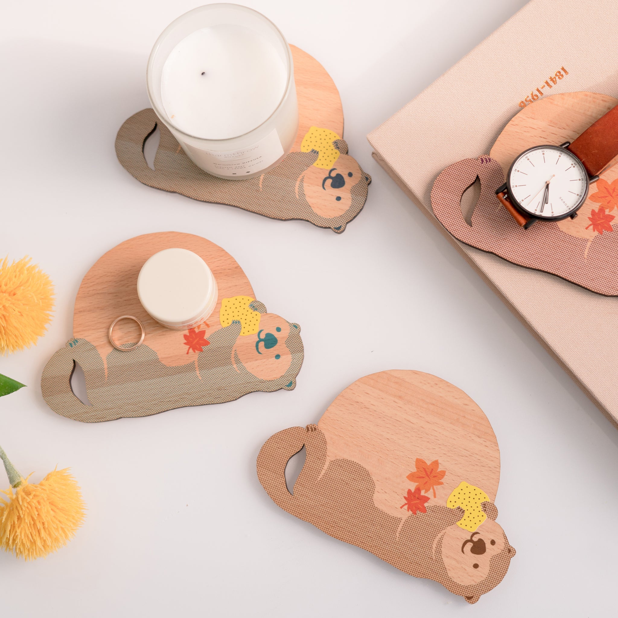 木製コースター・どうぶつモチーフ【ひろしまらっこ】｜Ten＆O Art+