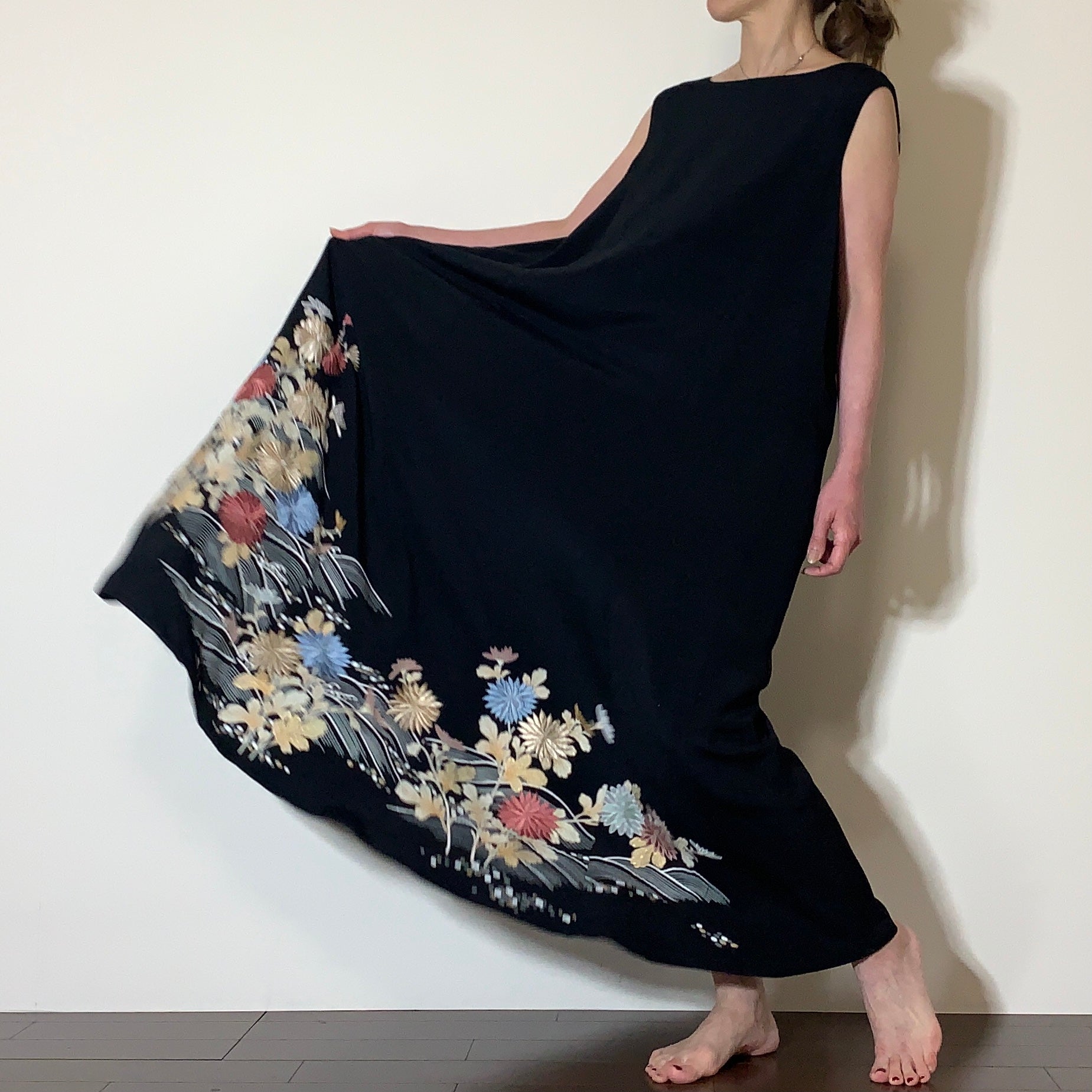 着物リメイク　フレアワンピース｜komomo（コモモ）