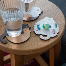 画像をギャラリービューアに読み込む, 猫雑貨・木製プレート＆コースター【ねこまみれ　添い寝】｜Ten＆O Art+Craft（テンアンドオー　アートクラフト）
