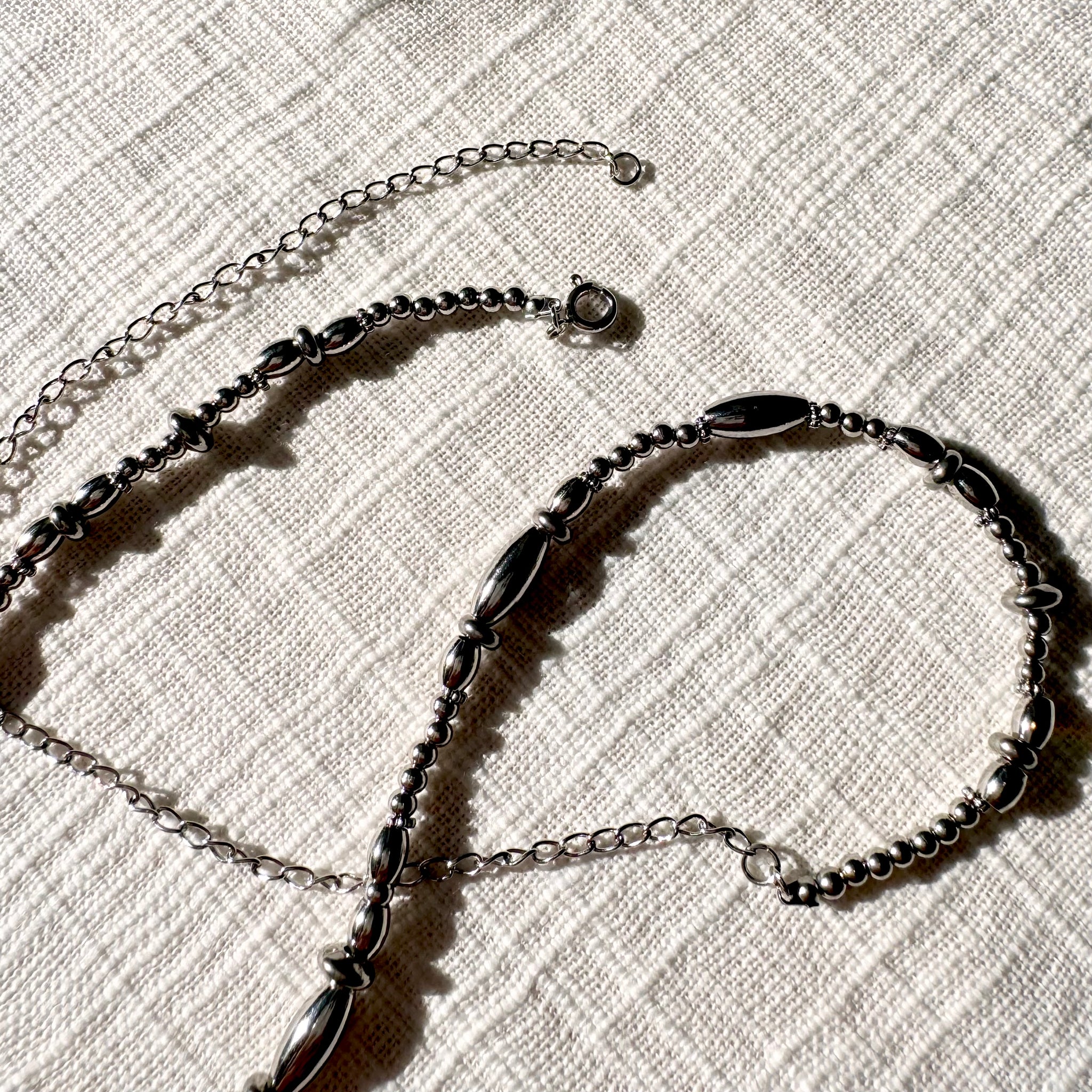 金属アレルギー対応！MIXビーズネックレス / 錆びない素材